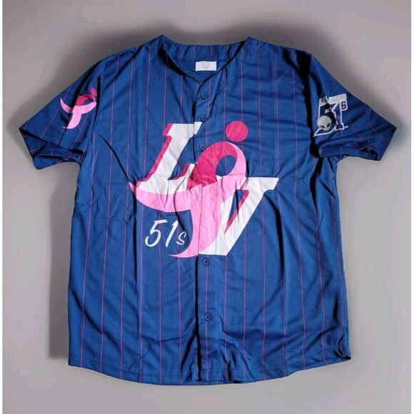NEW VEGAS 51s Breast Cancer PINK RIBBON MINOR LEAGUE MiLB SGA Alien JERSEY XL - Picture 1 of 6